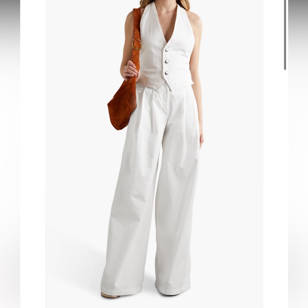 Nili Lotan white Dillon cotton Wide-Leg Pants